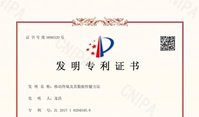 發(fā)明專利證書移動(dòng)終端及其數(shù)據(jù)傳輸方法